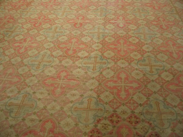Large antique 19th century allover geometric french flatweave needlepoint carpet by rugs on net