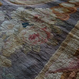 Vintage Savonnerie rug with floral design