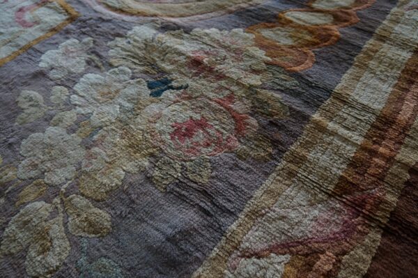 Vintage savonnerie rug with floral design