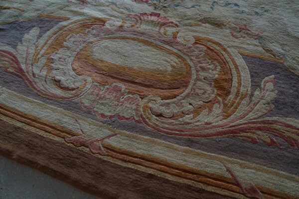 Late 19th century antique square oversized classic french savonnerie wool pile carpet - image 11