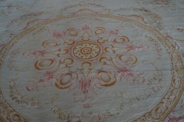 Late 19th century antique square oversized classic french savonnerie wool pile carpet - image 9