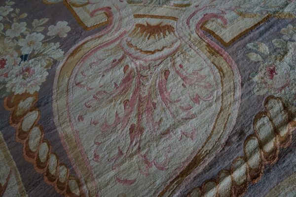 Intricate floral design on fabric.