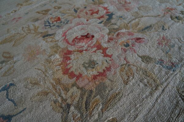 Late 19th century antique square oversized classic french savonnerie wool pile carpet - image 6