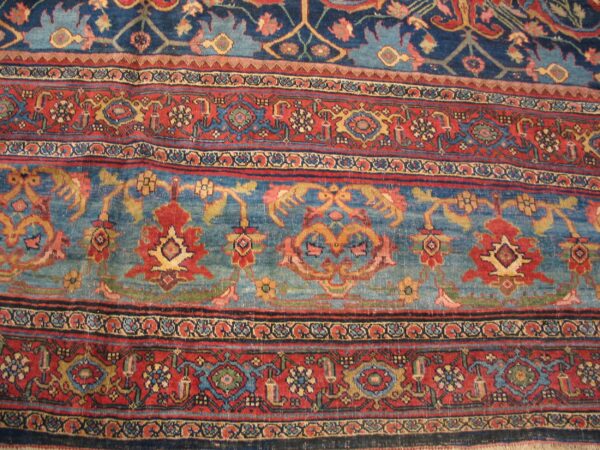 Blue antique late 19th century oversized persian tribal garous design bidjar rug - image 2