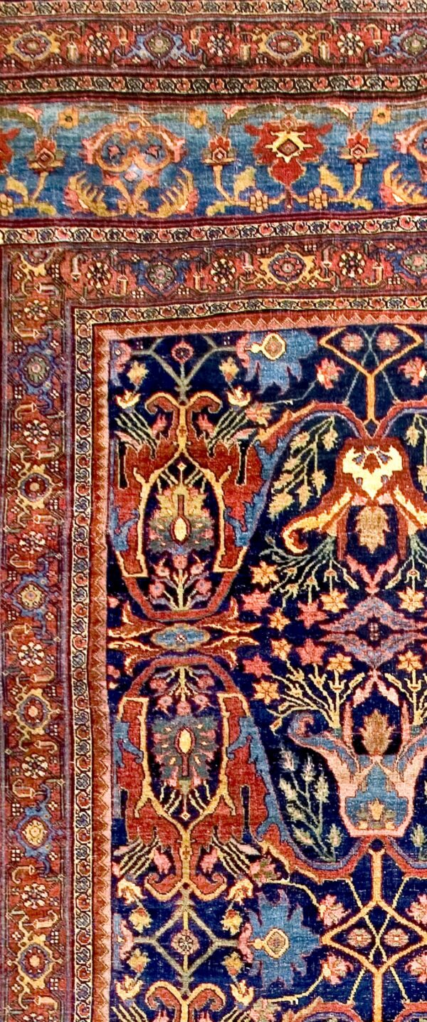 Blue antique late 19th century oversized persian tribal garous design bidjar rug by rugs on net