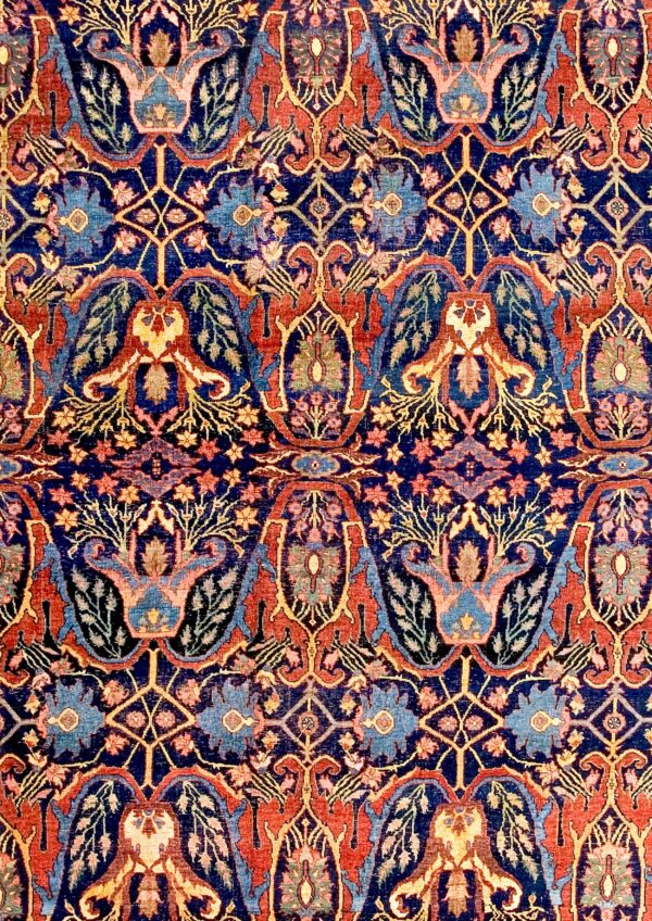 Blue antique late 19th century oversized persian tribal garous design bidjar rug by rugs on net