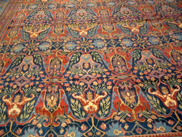 Blue antique late 19th century oversized persian tribal garous design bidjar rug by rugs on net