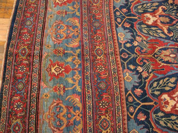 Blue antique late 19th century oversized persian tribal garous design bidjar rug by rugs on net