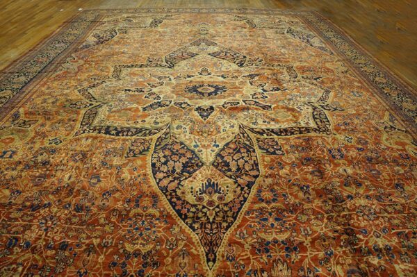 Classic antique late 19th century fine floral medallion pattern oversized persian sarouk farahan carpet - image 4