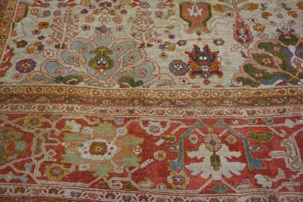 Oversized antique late 19th century ivory allover persian ziegler sultanabad carpet by rugs on net