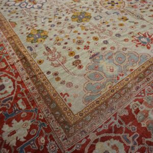 Oversized Antique Late 19th Century Ivory Allover Persian Ziegler Sultanabad Carpet by Rugs On Net