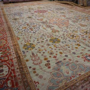 Oversized Antique Late 19th Century Ivory Allover Persian Ziegler Sultanabad Carpet by Rugs On Net