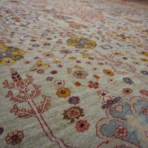 Oversized Antique Late 19th Century Ivory Allover Persian Ziegler Sultanabad Carpet by Rugs On Net