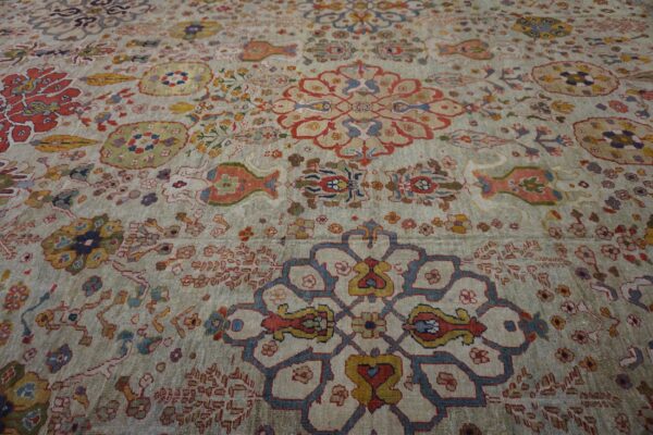 Oversized antique late 19th century ivory allover persian ziegler sultanabad carpet by rugs on net