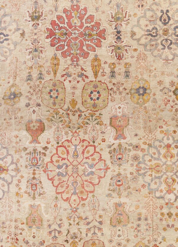 Oversized antique late 19th century ivory allover persian ziegler sultanabad carpet by rugs on net
