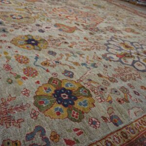 Oversized Antique Late 19th Century Ivory Allover Persian Ziegler Sultanabad Carpet by Rugs On Net