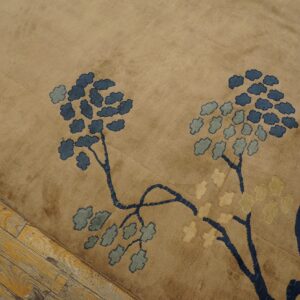 1920s Sand Color Open Floral Asymmetric Chinese Art Deco Rug