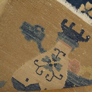 1920s Sand Color Open Floral Asymmetric Chinese Art Deco Rug