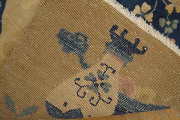 1920s sand color open floral asymmetric chinese art deco rug