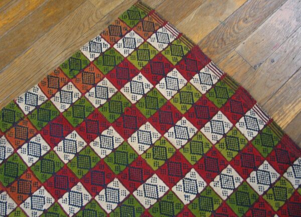 Small size square shape colorful antique tribal geometric turkish flat woven kilim rug - image 4