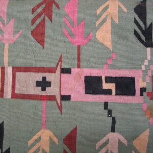 1920s Turquoise Teal Antique Besserabian Flatwoven Kilim Rug 7'9" x 12'4" Carpet