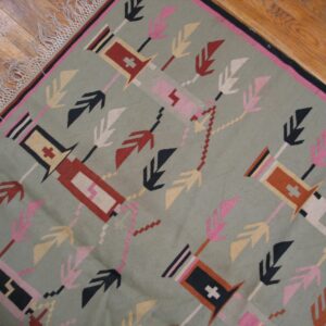 1920s Turquoise Teal Antique Besserabian Flatwoven Kilim Rug 7'9" x 12'4" Carpet