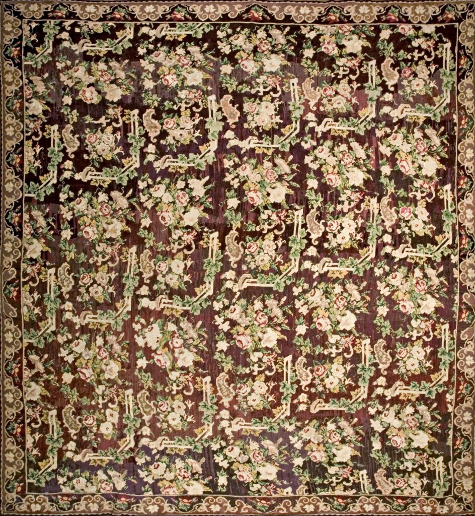 English Rug Texture Antique English Needlepoint Floral Pattern Room Size Rug