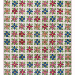 Grid of colorful floral motifs on a light background, by Rugs On Net