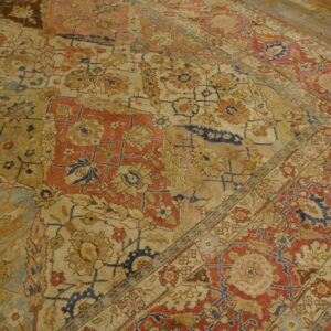 Close-up view of the intricate field and border of the antique Persian rug by Rugs On Net. by Rugs On Net