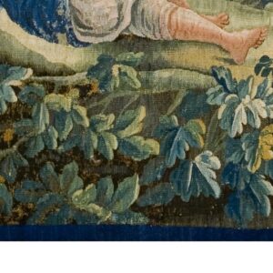 Detail of a tapestry showing foliage and a foot, part of the 'Pastoral Scene' rug by Rugs On Net. by Rugs On Net