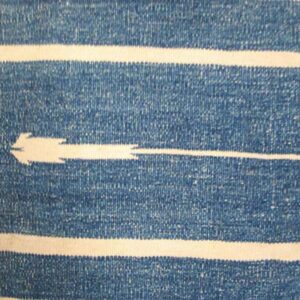 1930s Blue White Stripe Antique Indian Dhurrie Rug 7'9"x15'8" Cotton Flat Carpet