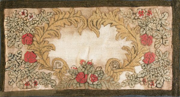Circa 1880 ivory and cream american hooked victorian floral wreath loop pile rug by rugs on net