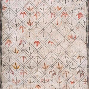 Circa 1920 American Hooked Cotton 6x9 Ivory Beige Painterly abstract design Rug by Rugs On Net