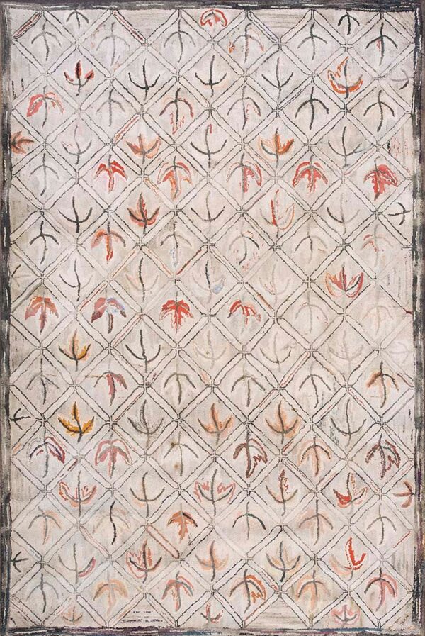 Circa 1920 american hooked cotton 6x9 ivory beige painterly abstract design rug by rugs on net