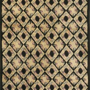 Circa 1930 American Hooked Wool 5 x 7 Rectangle Featuring Striking Black and Tan Contrast Rug by Rugs On Net