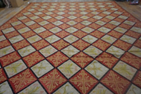 Diamond patterned rug with red and cream tiles by rugs on net