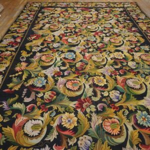 A vibrant floral Aubusson rug pattern on a dark background by Rugs On Net. by Rugs On Net