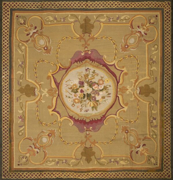Delightful small antique french aubusson rug in a charles x period style by rugs on net