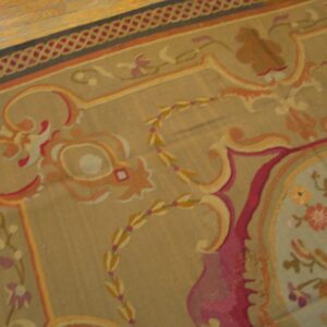 Close-up of a traditional tapestry rug with beige field and floral accents by Rugs On Net