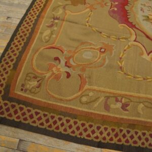 Close-up of a tapestry rug with floral motifs on a tan field, showing the border detail by Rugs On Net. by Rugs On Net