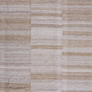 Early 20th Century Brown Earth Tone Wool Persian Flat Weave Runner featuring Abstract Horizontal Banding Rug by Rugs On Net