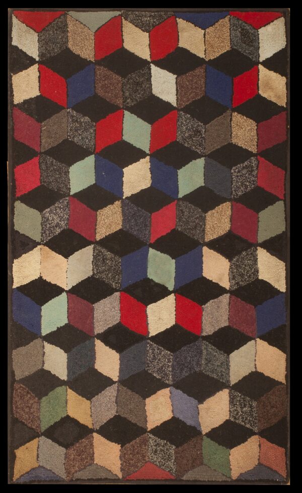 Early twentieth century american hooked wool speckled and solid hues jewel tones rug by rugs on net
