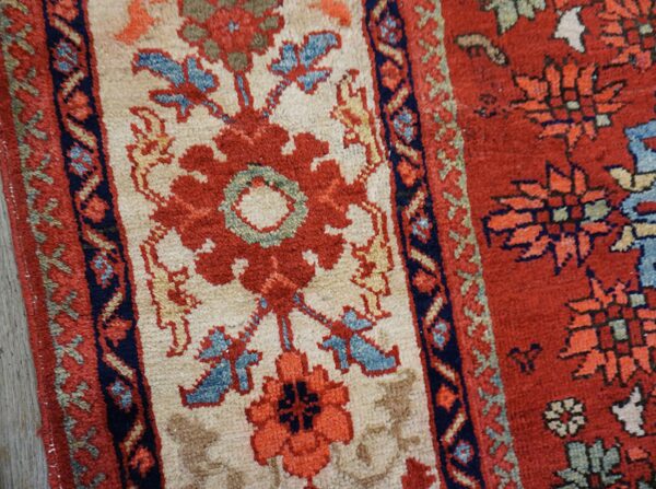 Exceptional ivory color with medallions design antique sultanabad rug