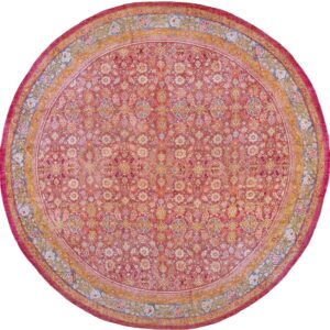 Exceptional Rose Background Color Antique Irish Donegal Arts & Crafts Rug by Rugs On Net