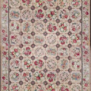 Exquisite & Elegance Roses in a Victorian Style Antique English Needlepoint Rug by Rugs On Net