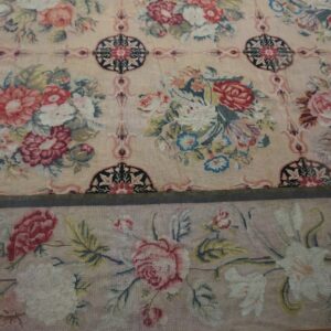 Close-up of a floral tapestry rug with pink and red roses, by Rugs On Net