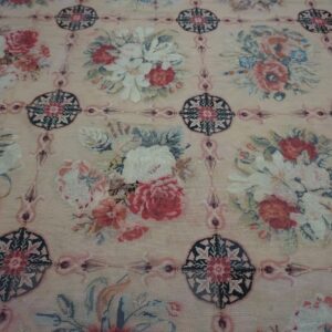 Close-up of a floral tapestry rug with a beige background and bouquets of red and white roses by Rugs On Net. by Rugs On Net