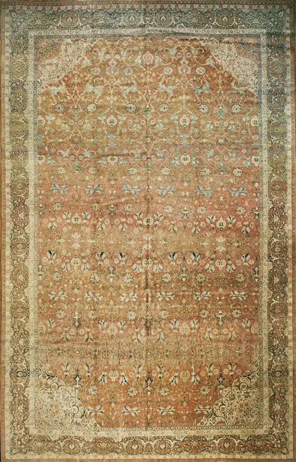Fine rustic allover floral antique 19th century persian tabriz haji jalili carpet by rugs on net