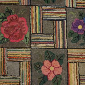 Close-up of a colorful floral and patchwork rug by Rugs On Net
