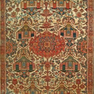 Great Ivory Background Rustic Floral Pattern 19th Century Persian Malayer Carpet by Rugs On Net
